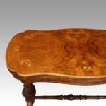 Victorian inlaid walnut serpentine card table - Image 6