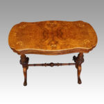 Victorian inlaid walnut serpentine card table - Image 2