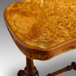 Victorian inlaid walnut serpentine card table - Image 2