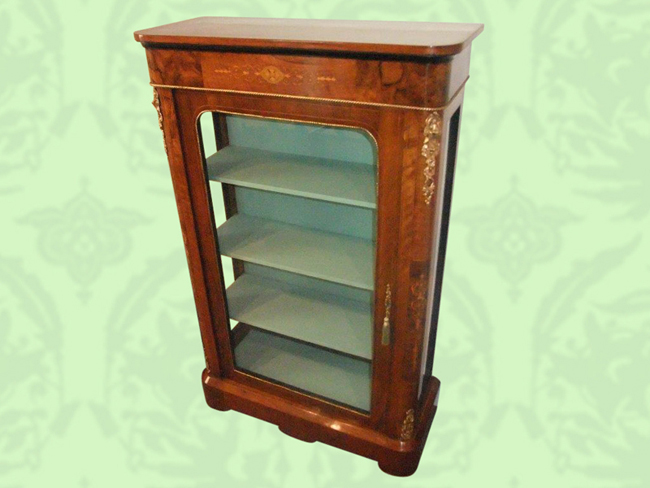 Victorian-inlaid-walnut-tall-pier-cabinet.jpg Victorian Inlaid Walnut Tall Pier Cabinet - Image 1