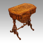 Victorian inlaid walnut workbox card table - Image 14