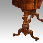 Victorian inlaid walnut workbox card table - Image 10