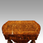 Victorian inlaid walnut workbox card table - Image 4