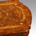 Victorian inlaid walnut workbox card table - Image 3