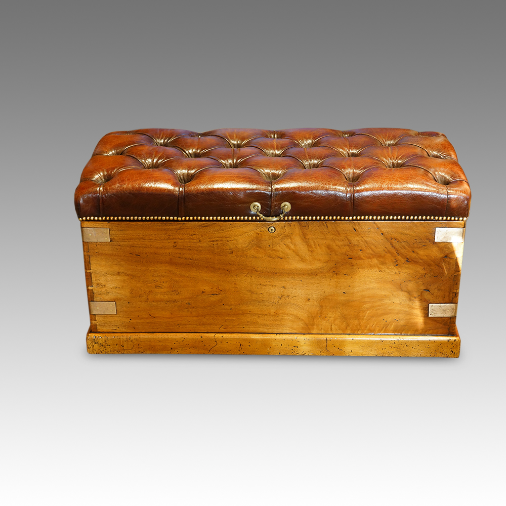Victorian-leather-Camphorwood-ottoman.jpg Victorian leather Camphorwood ottoman - Image 1