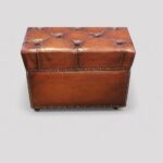 Victorian leather buttoned ottoman - Image 6