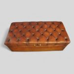 Victorian leather buttoned ottoman - Image 3