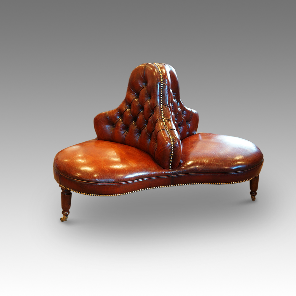 Victorian-leather-conversation-seat.jpg Victorian leather conversation seat - Image 1