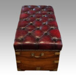 Victorian leather camphorwood ottoman - Image 6