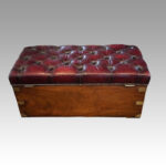 Victorian leather camphorwood ottoman - Image 3