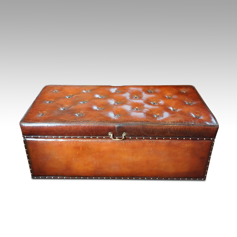 Victorian-leather-ottoman.jpg Victorian leather ottoman - Image 1