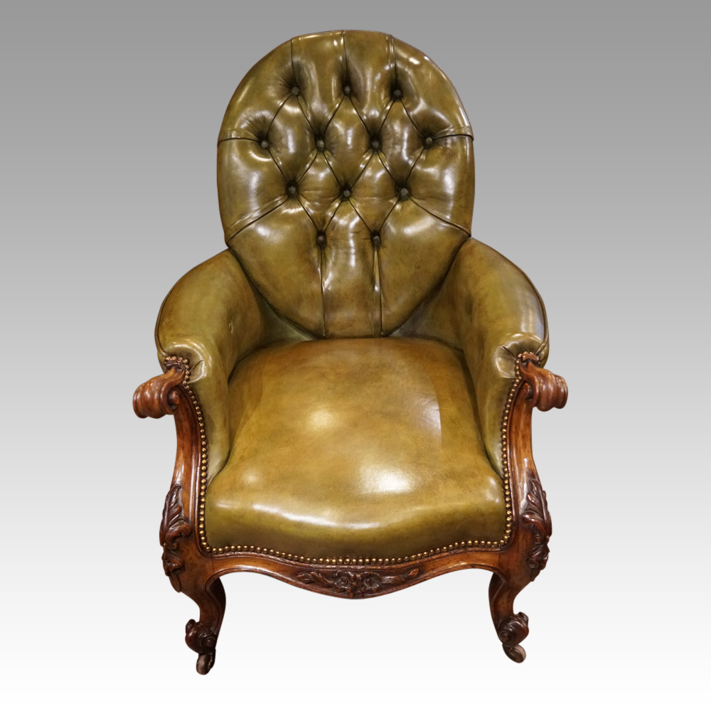 Victorian-leather-reading-chair-1.jpg Victorian leather reading chair - Image 1