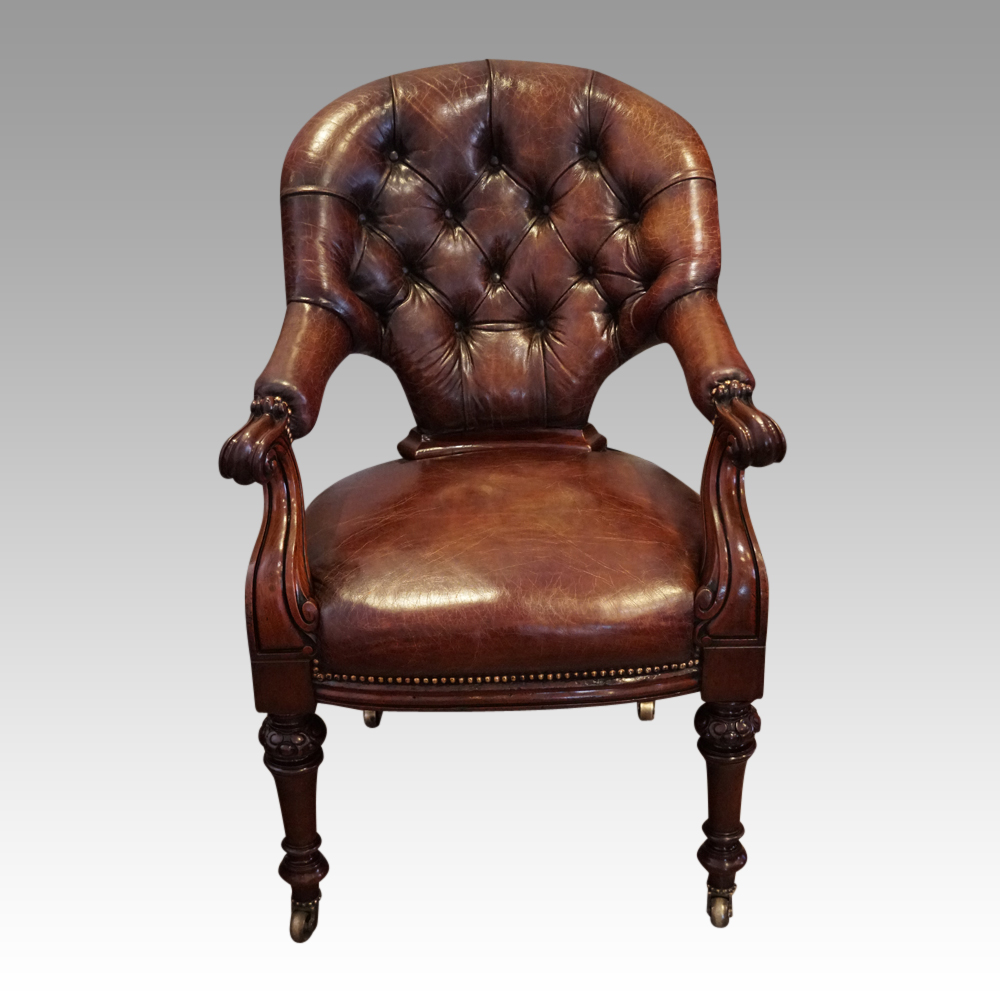 Victorian-leather-reading-desk-chair.jpg Victorian leather reading desk chair - Image 1