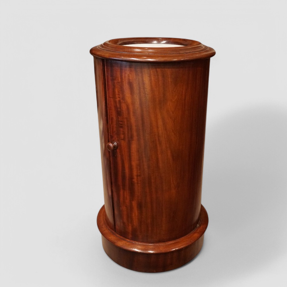 Victorian-mahogany-cylindrical-bedside-cabinet-side.jpg Victorian mahogany cylindrical pot cupboard - Image 1