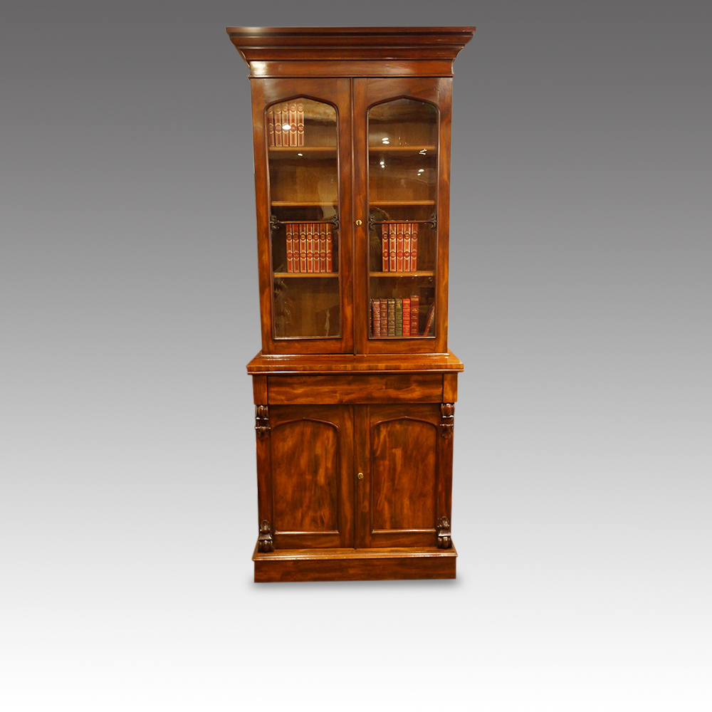 Victorian-mahogany-narrow-bookcase.jpg Victorian mahogany narrow bookcase - Image 1