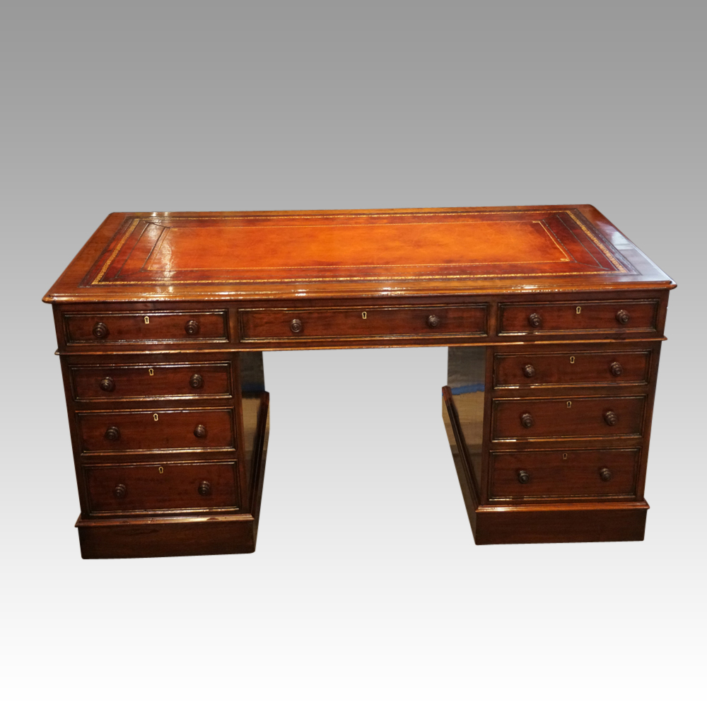 Victorian-mahogany-pedestal-desk-137cms.jpg Victorian mahogany pedestal desk 150cms - Image 1