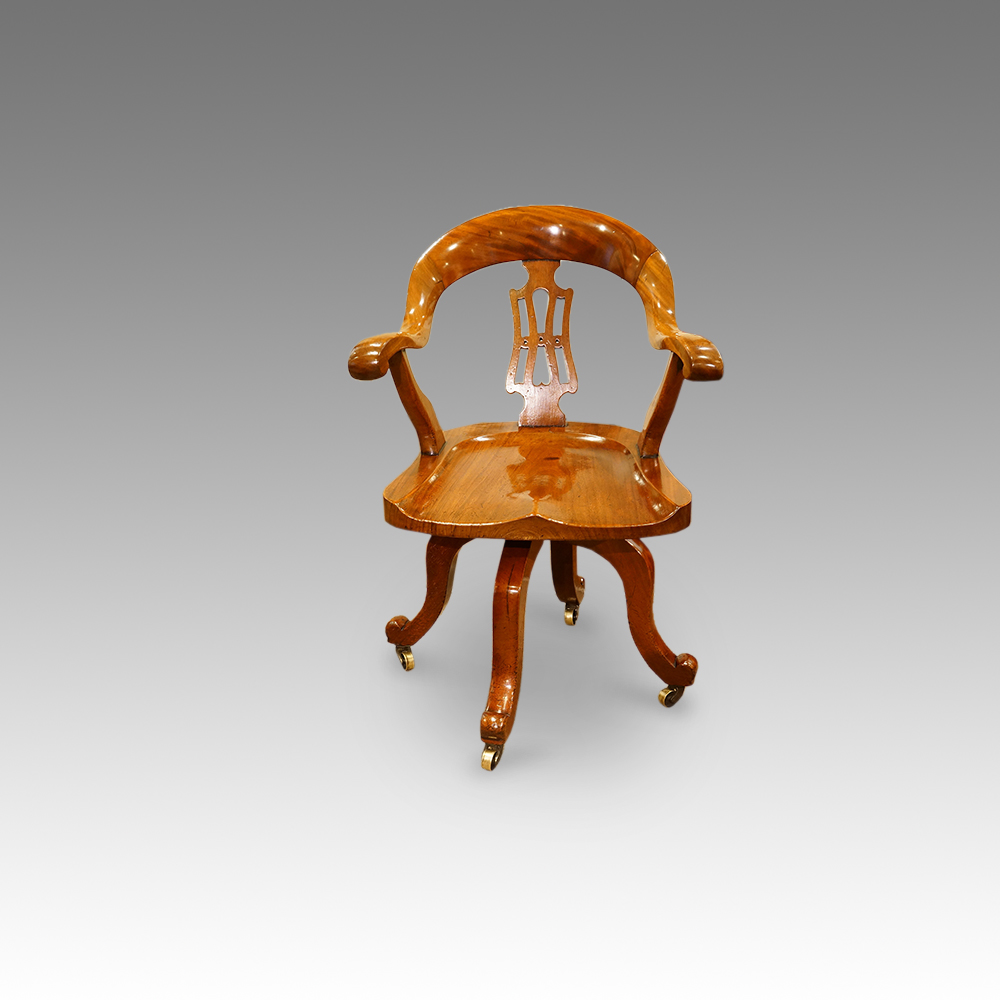 Victorian-mahogany-revolving-desk-chair.jpg Victorian mahogany revolving desk chair - Image 1