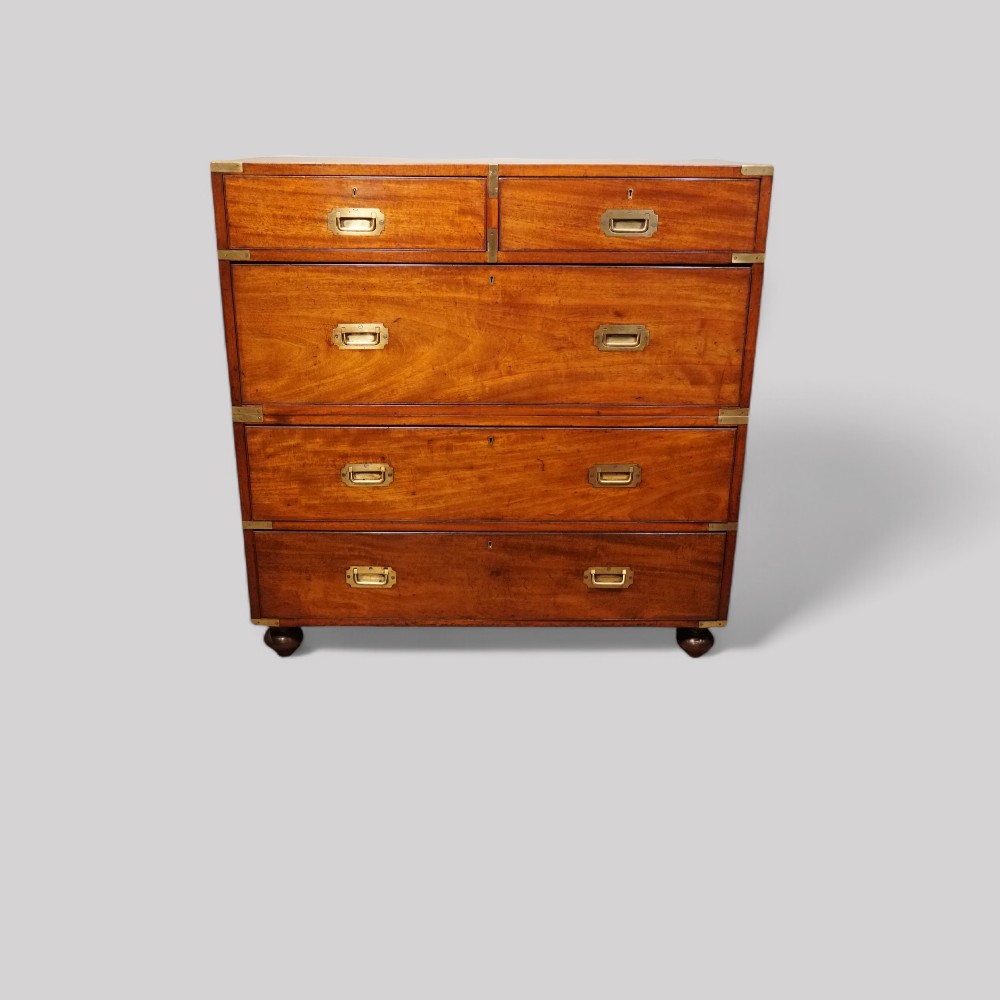 Victorian-military-chest-1.jpg Victorian teak campaign chest - Image 1