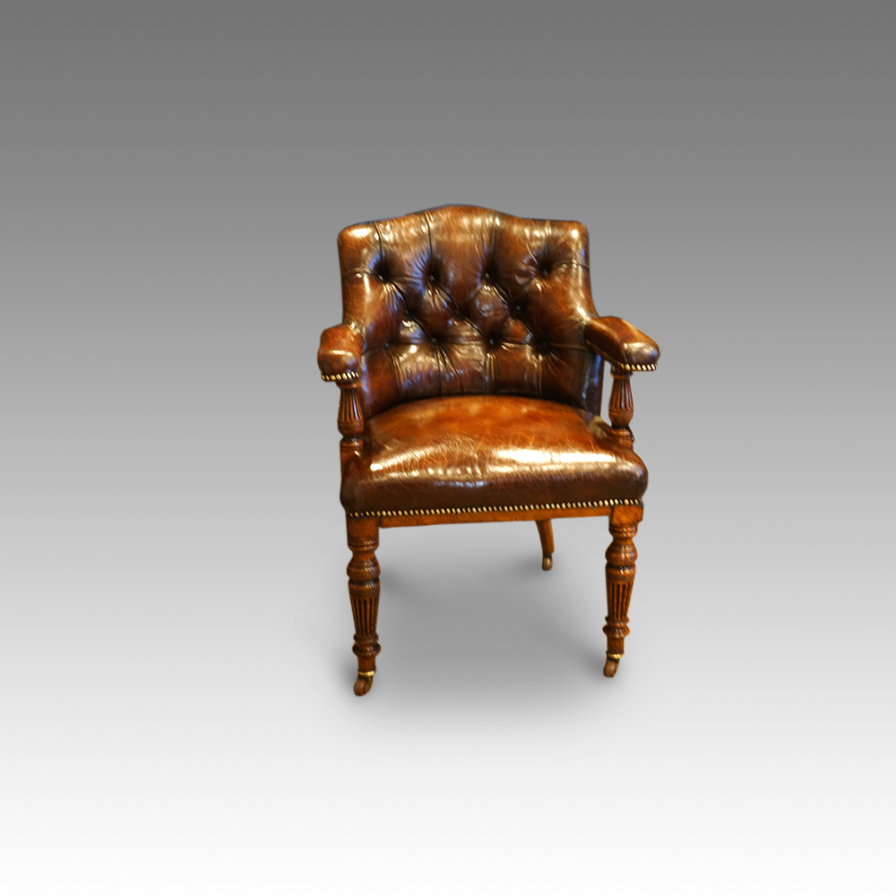 Victorian-oak-buttoned-back-leather-desk-chair.jpg Victorian oak desk chair Now Sold - Image 1
