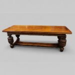 Antique large oak draw leaf dining table