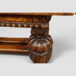 Antique large oak draw leaf dining table - Image 12