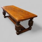 Antique large oak draw leaf dining table - Image 10
