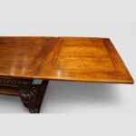 Antique large oak draw leaf dining table - Image 5
