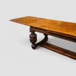 Antique large oak draw leaf dining table - Image 6