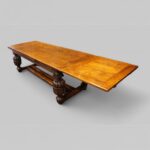 Antique large oak draw leaf dining table - Image 2