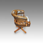 Victorian oak buttoned leather revolving desk chair - Image 3