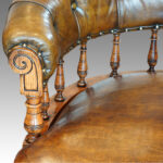 Victorian oak buttoned leather revolving desk chair - Image 5