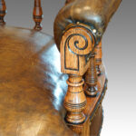 Victorian oak buttoned leather revolving desk chair - Image 6