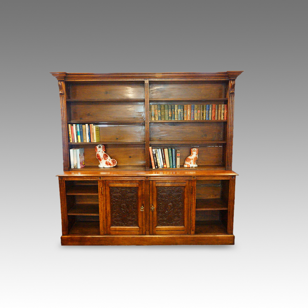 Victorian-oak-library-bookcase-1.jpg Victorian oak library bookcase - Image 1