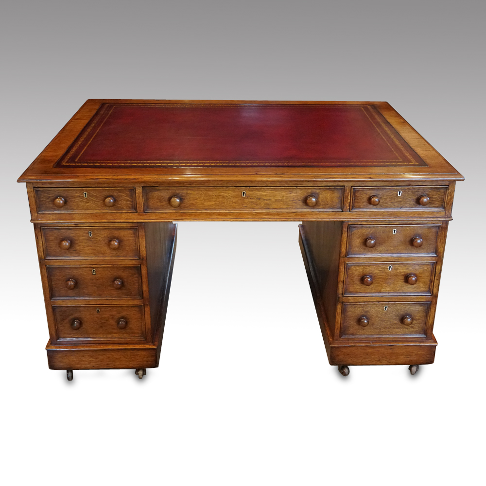 Victorian-oak-partners-desk-2.jpg Victorian oak partners desk - Image 1