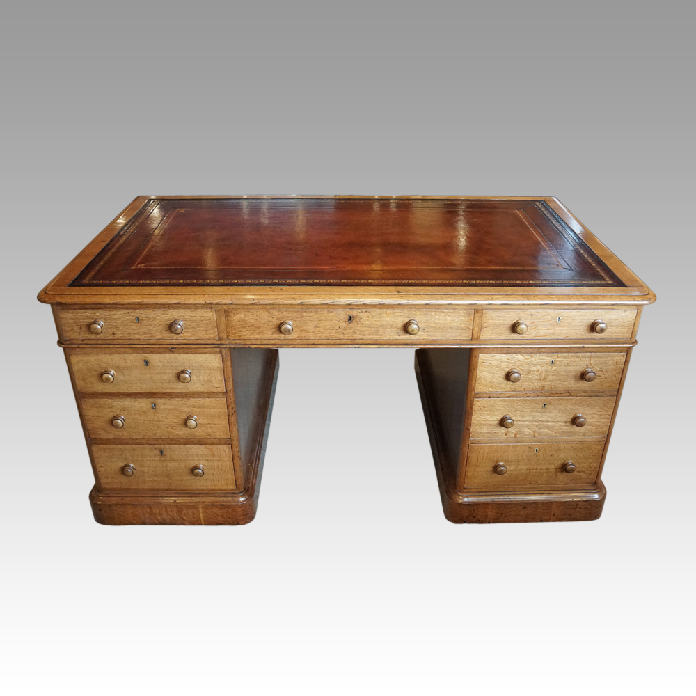 Victorian-oak-partners-desk.jpg Victorian oak partners desk - Image 1