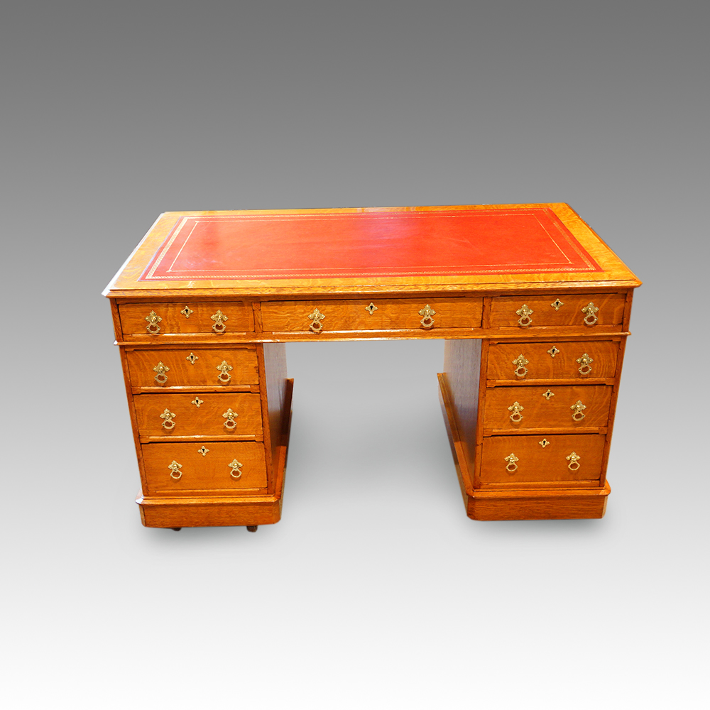 Victorian-oak-pedestal-desk-2.jpg Victorian oak pedestal desk - Image 1
