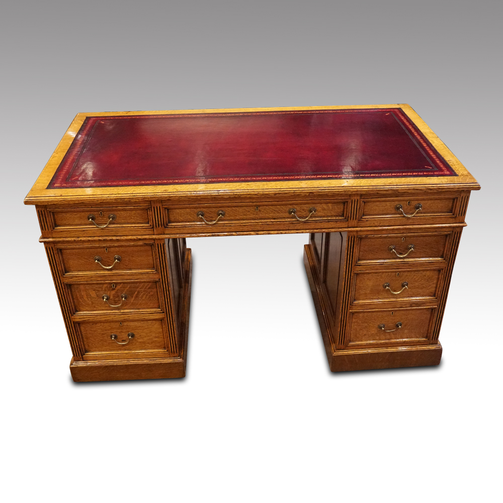 Victorian-oak-pedestal-desk-3-1.jpg Victorian oak pedestal desk - Image 1
