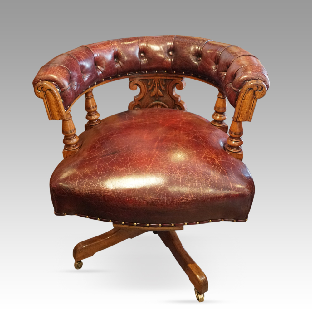 Victorian-oak-revolving-desk-chair-1.jpg Victorian oak revolving desk chair - Image 1