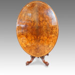 Victorian inlaid walnut oval dining table