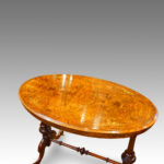 Victorian oval inlaid walnut stretcher table Now Sold - Image 2