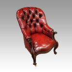 Victorian red leather reading chair - Image 7