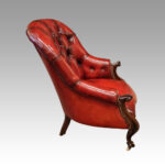 Victorian red leather reading chair - Image 9