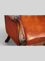 Victorian rosewood leather library chair - Image 4