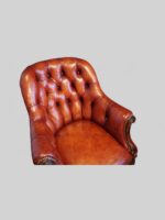 Victorian rosewood leather library chair - Image 3