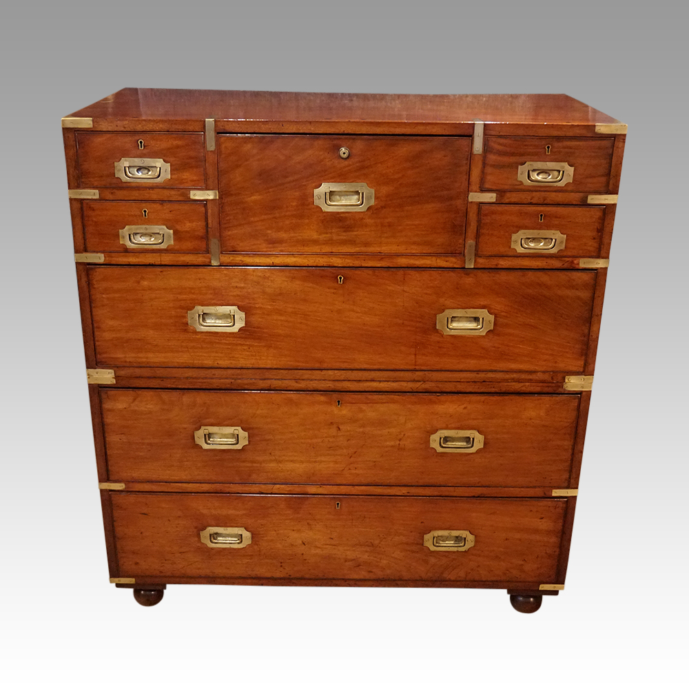 Victorian-secretaire-campaign-chest.jpg Victorian secretaire campaign chest - Image 1