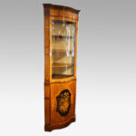 Victorian serpentine inlaid marquetry corner cabinet