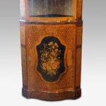 Victorian serpentine inlaid marquetry corner cabinet - Image 4
