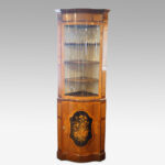 Victorian serpentine inlaid marquetry corner cabinet - Image 12