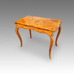 Victorian serpentine inlaid walnut card table