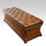Victorian shaped leather Ottoman - Image 4